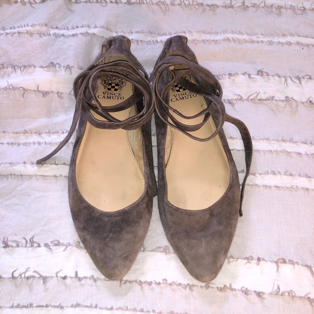Vince Camuto Lace-Up Suede Ballet Flats